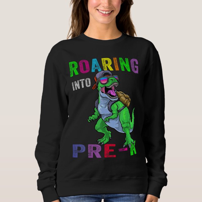 Camiseta Roaring Into Pre K Dinosaur 1st Day Back To School (Frente)