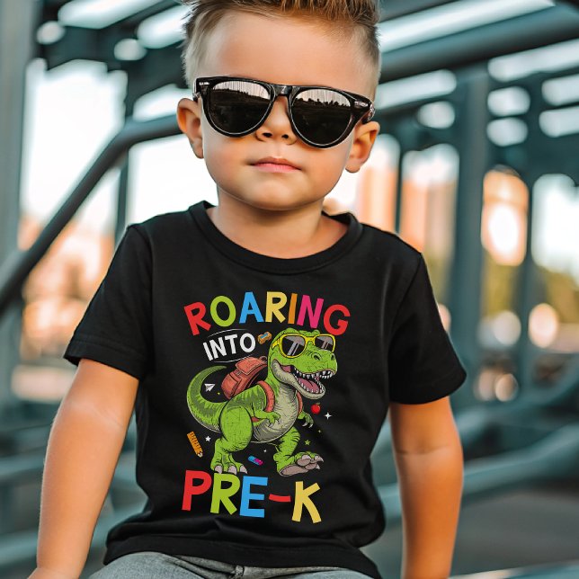Camiseta Roaring into Pre-K Dinosaur – Back to School (Criador carregado)