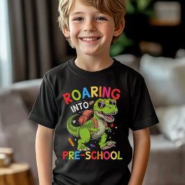Camiseta Roaring into Pre-School Dinosaur– First Day of Pre