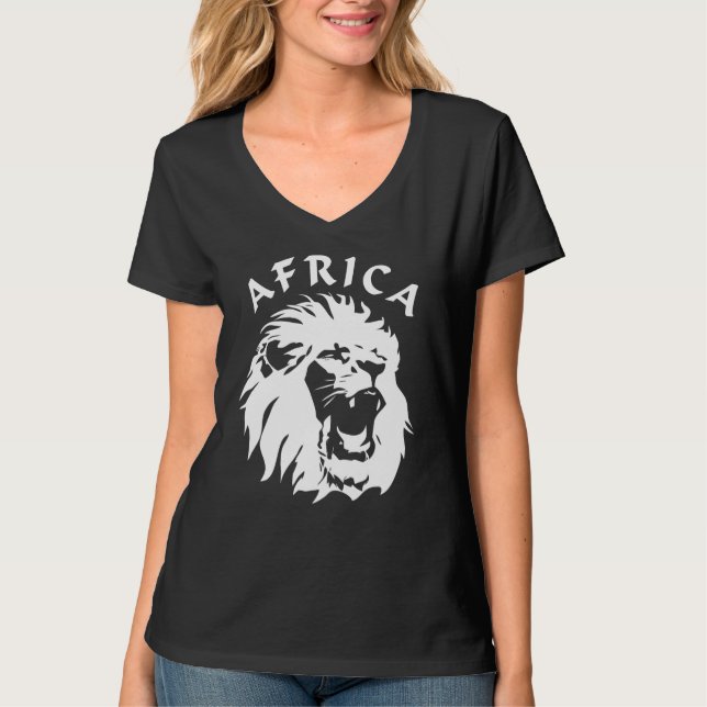 Camiseta Roaring Lion Face | África (Frente)