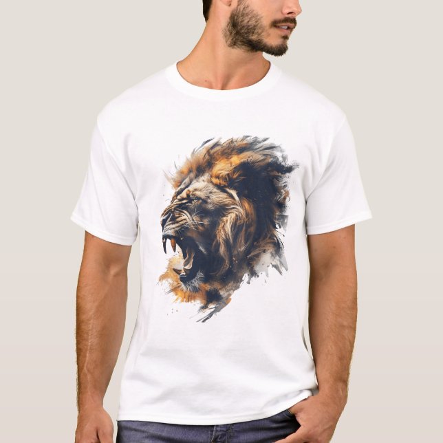 Camiseta Roaring Majestade - Design de Arte de Leão Ferido (Frente)