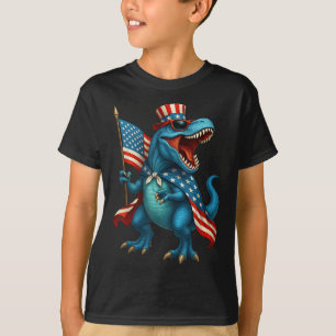 Camiseta Roaring T Rex Dinosaur 4 De Julho Bandeira America