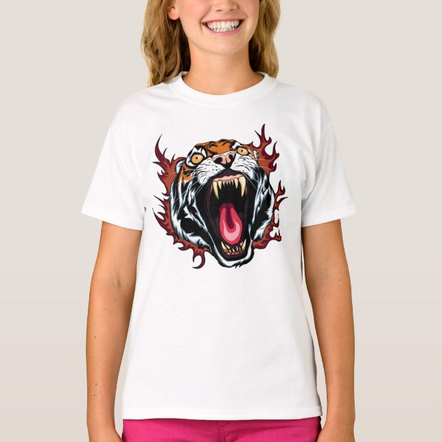Camiseta Roaring Tiger Face Zangada (Frente)
