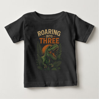 Camiseta ROARING TO TRÊS - PRESENTE aniversário de 3 anos