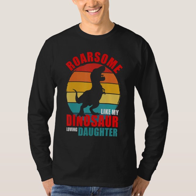 Camiseta Roarsome Como Minha Família Filha Amante Do Dinoss (Frente)