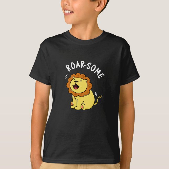 Camiseta Roarsome Funny Roaring Lion Pun Dark BG (Frente)