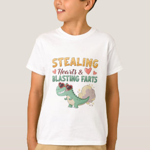 Camiseta Roba Corações & Solta Fartos dinossauro fofo