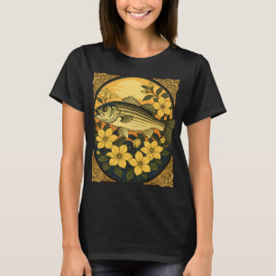 Camiseta Robalo Listrado Rockfish E Flores De Jasmim Amarel