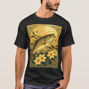 Camiseta Robalo Listrado Rockfish E Flores De Jasmim Amarel