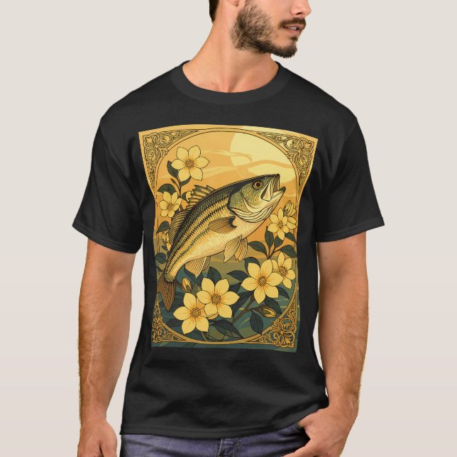 Camiseta Robalo Listrado Rockfish E Flores De Jasmim Amarel (Frente)