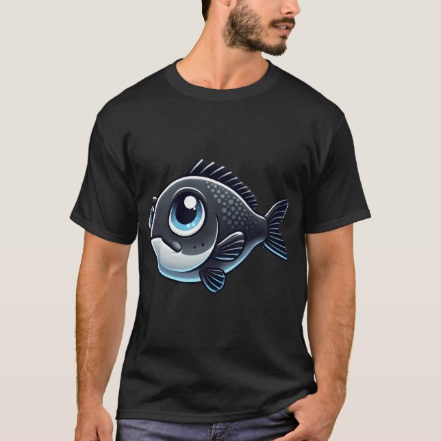 Camiseta Robalo preto adorável (Frente)