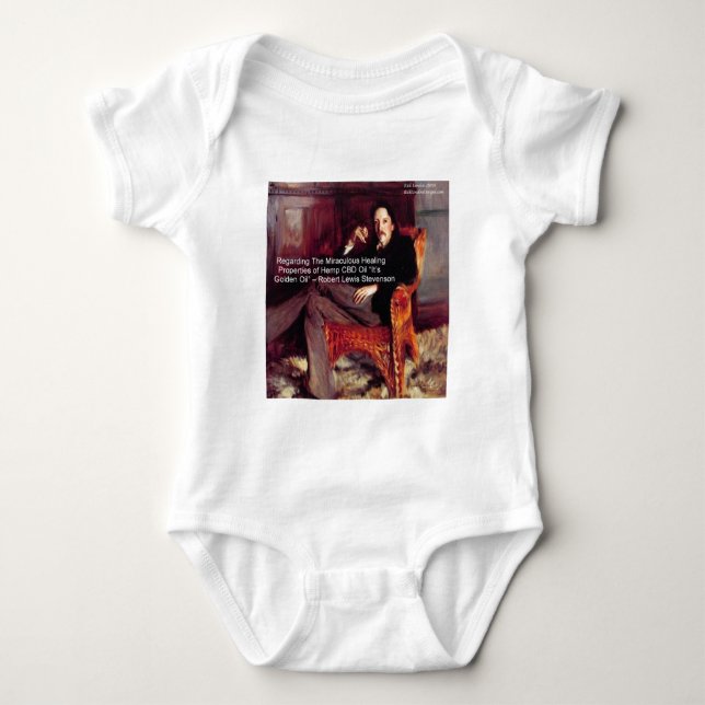 Camiseta Robert Louis Stevenson & Citação CBD é Óleo Dourad (Frente)