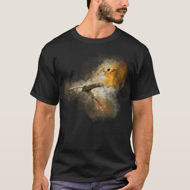 Camiseta Robin Bird Watercolor Boho Style (Frente)