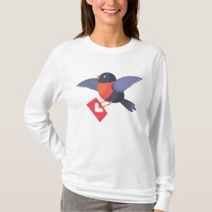 Camiseta Robin Pássaro Voando com Carta de Amor do Coração
