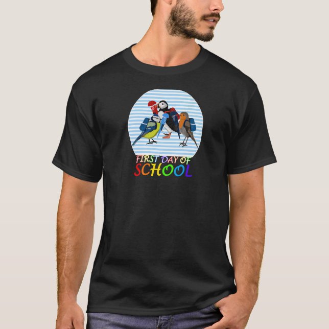 Camiseta Robin Puffin Bird Primeiro Dia da Escola Primeiro  (Frente)