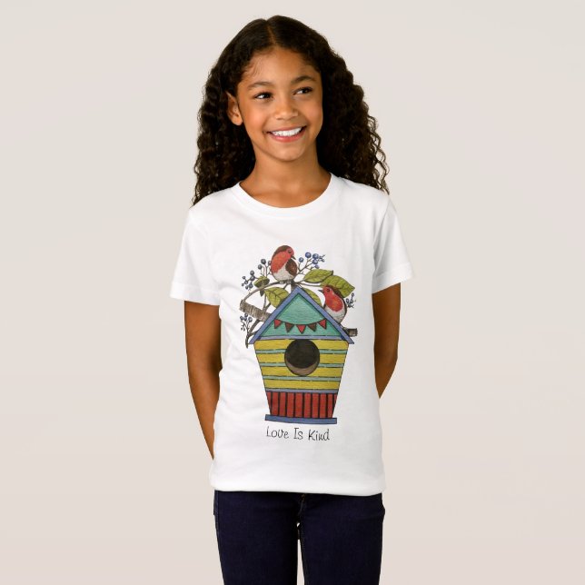 Camiseta Robins Com Airelas E Birdhouse (Frente Completa)