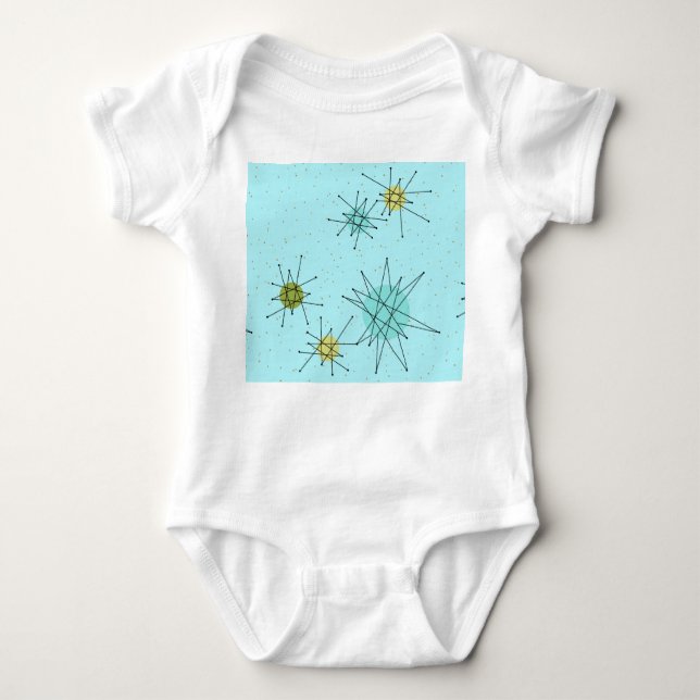 Camiseta Robin's Egg Blue Atomic Starbursts Baby Bodydress (Frente)