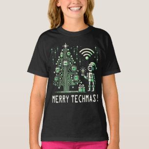 Camiseta Robô AI com Árvore de Natal Tech - Techmas de Feli