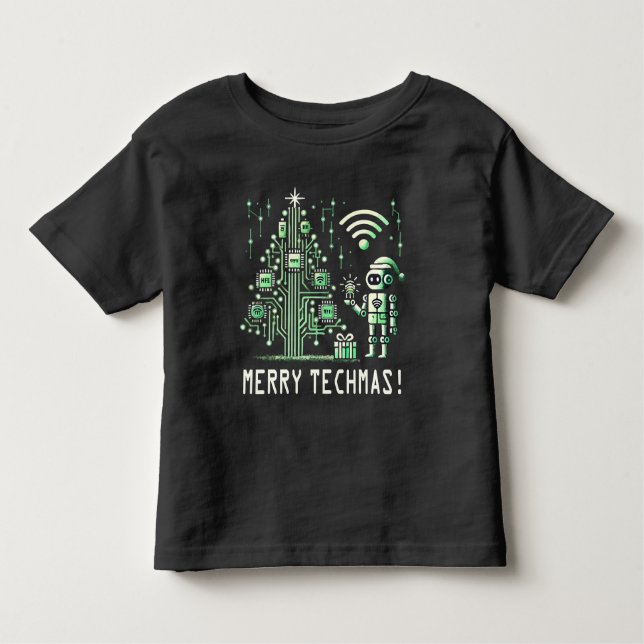 Camiseta Robô AI com Árvore de Natal Tech - Techmas de Feli (Frente)