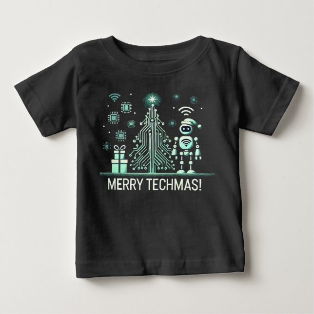Camiseta Robô AI com Árvore de Natal Tech - Techmas de Feli (Frente)