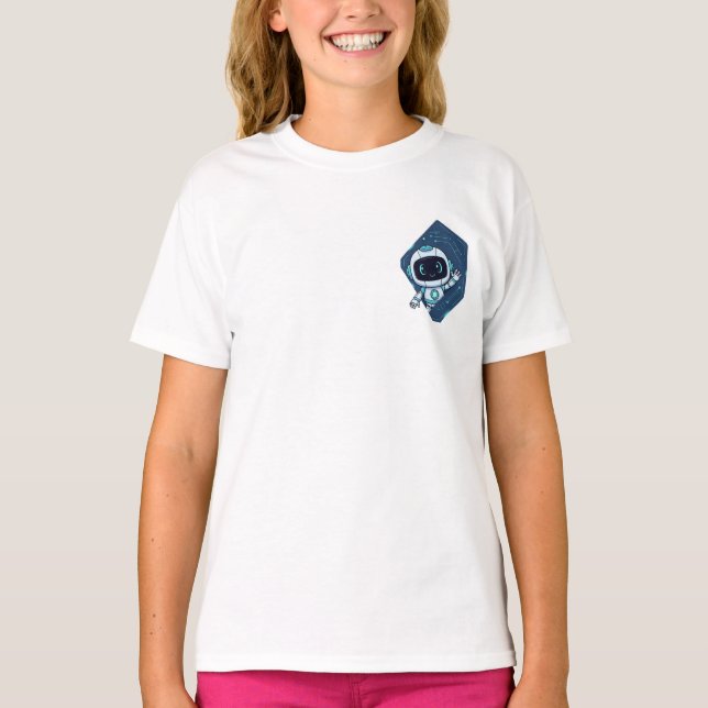 Camiseta Robô Amigável Acenando para Crianças (Frente)