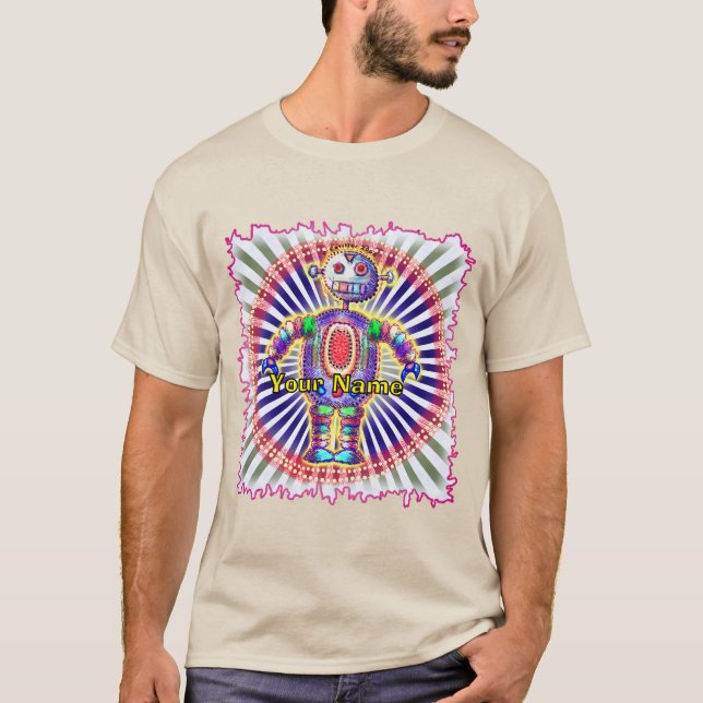 Camiseta Robô arco-íris de ficção científica (Frente)