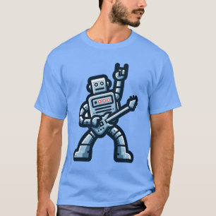 Camiseta Robô Balançando em um Violão e Amigo Adesivo