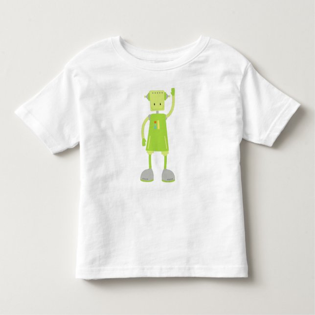 Camiseta Robô Bonito, Robô Engraçado, Robô Bobo, Robô Verde (Frente)