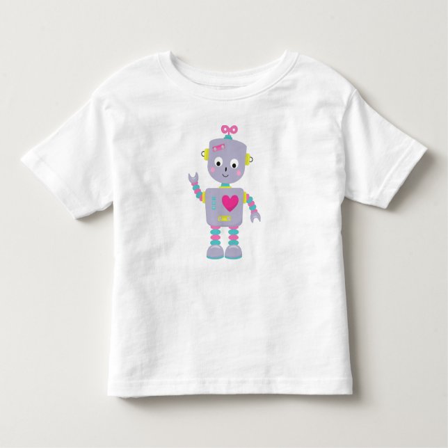 Camiseta Robô Bonito, Robô Roxo, Robô Engraçado, Robô Bobo (Frente)
