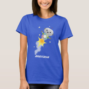 Camiseta Robô bonito voando em ilustração de desenho animad