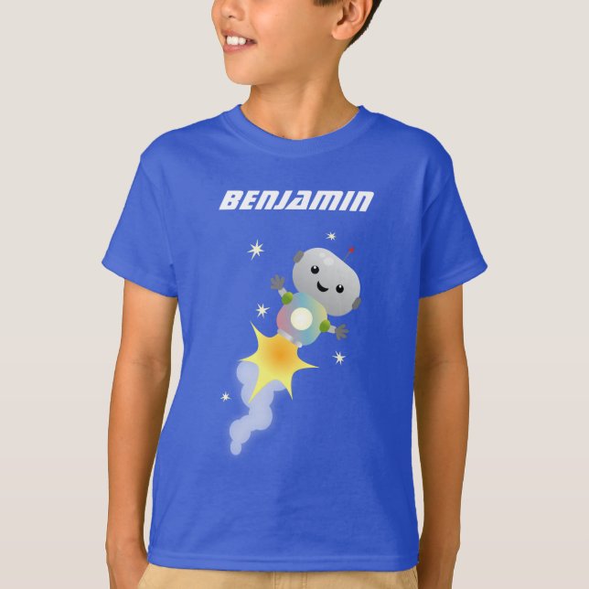 Camiseta Robô bonito voando em ilustração de desenho animad (Frente)