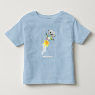 Camiseta Robô bonito voando na ilustração de desenhos an