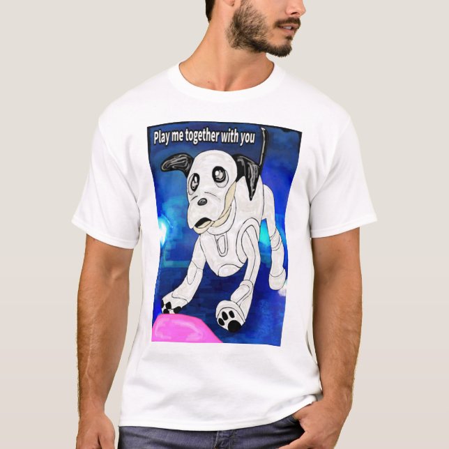 Camiseta Robô Cão T-ShirtJogando cachorrinho robô (Frente)