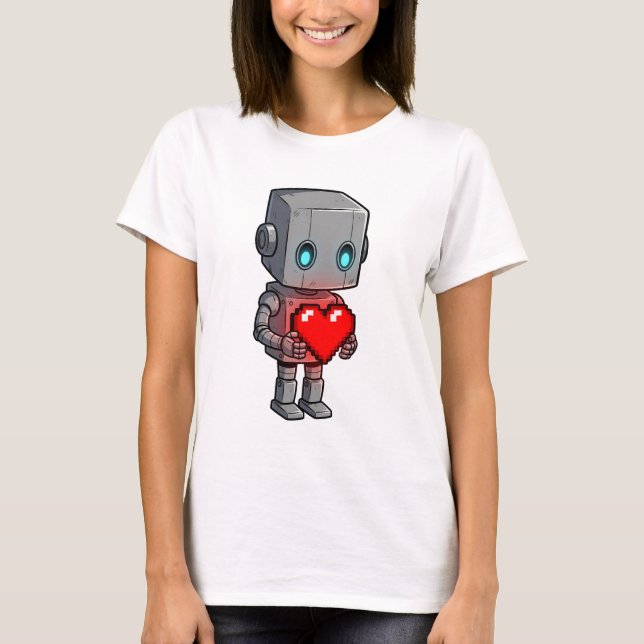 Camiseta Robô Coração de Pixel (Frente)