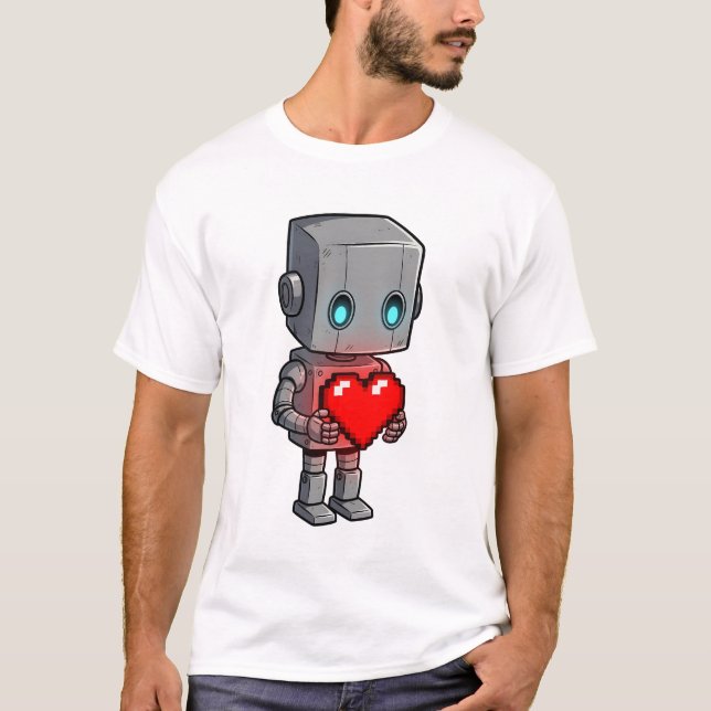 Camiseta Robô Coração de Pixel (Frente)