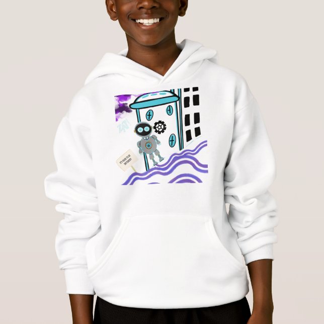 Camiseta Robô, crianças adoram droid sci fi (Frente)