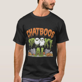 Camiseta Robô de bate-papo de Halloween IA Fantasma Engraça