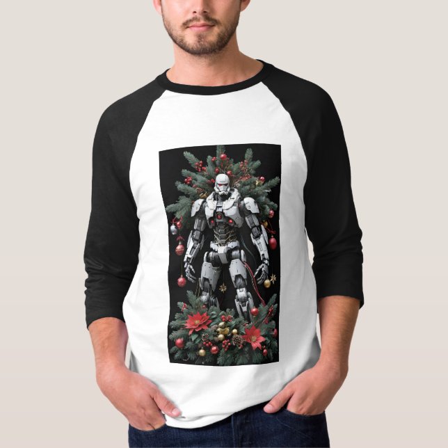 Camiseta Robô de Mech de Natal (Frente)