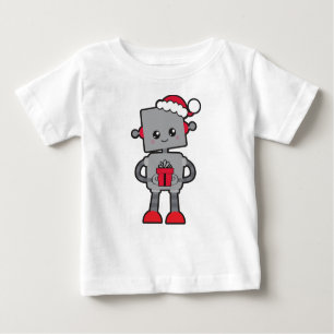 Camiseta Robô de Natal, Robô Bonito, Chapéu Santa, presente