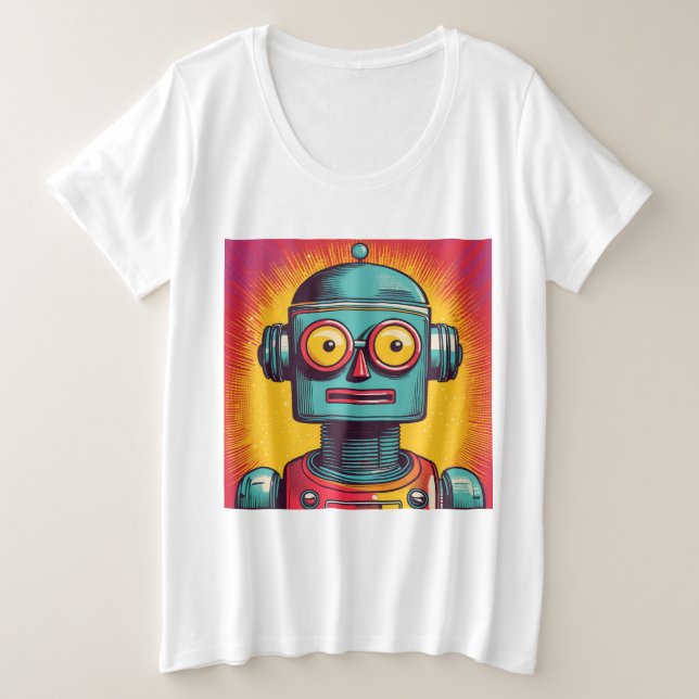 Camiseta Robô de pop Art (Frente do Design)