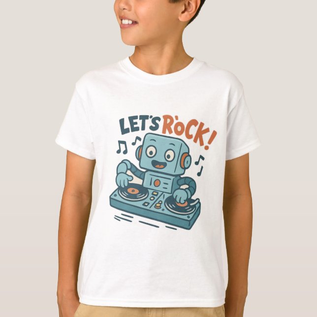 Camiseta Robô de Rock de vamos (Frente)