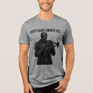Camiseta Robô de Trompete de Jazz Suave Engrenagens Enferru