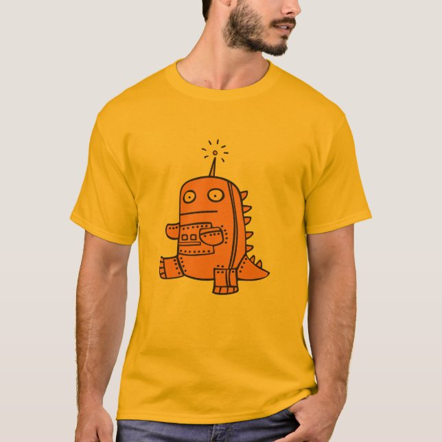 Camiseta Robô Dino - laranja (Frente)
