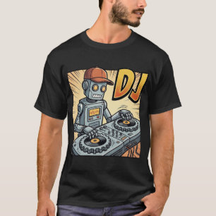 Camiseta Robô DJ Boné Legal Cartoon Retrô