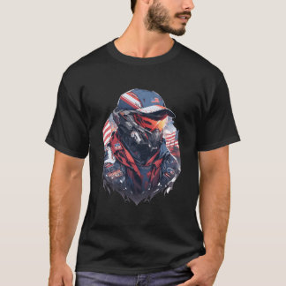 Camiseta Robô do Dia 4 de Julho Bandeira dos EUA Patriótico