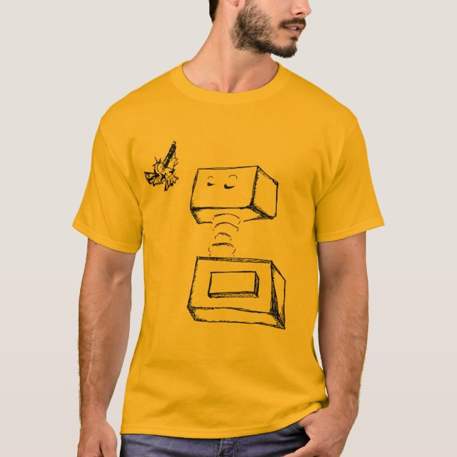 Camiseta robô do flutuador no ouro (Frente)