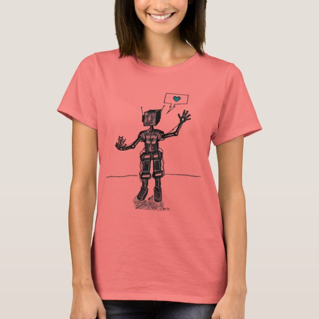 Camiseta Robô E Kitten São Amigos (Frente)