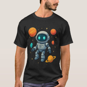 Camiseta Robô Explorador de IA da Galáxia! Tecnologia Espac