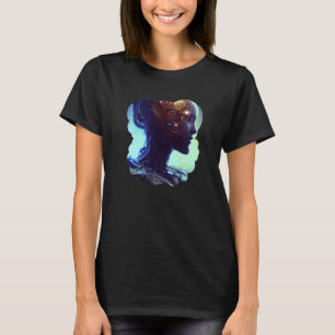 Camiseta Robô Feminino Ficção Científica Ciborgue Futurista