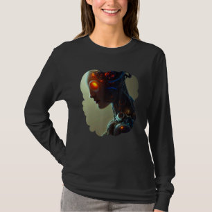 Camiseta Robô Feminino Ficção Científica Ciborgue Único Fut